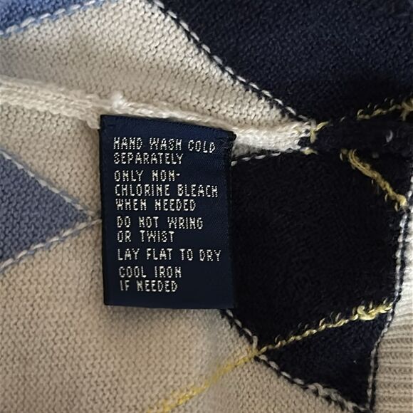Polo Golf Ralph Lauren Argyle Sweater Vest Men's XL Blue/White Diamond Knit - Picture 9 of 9